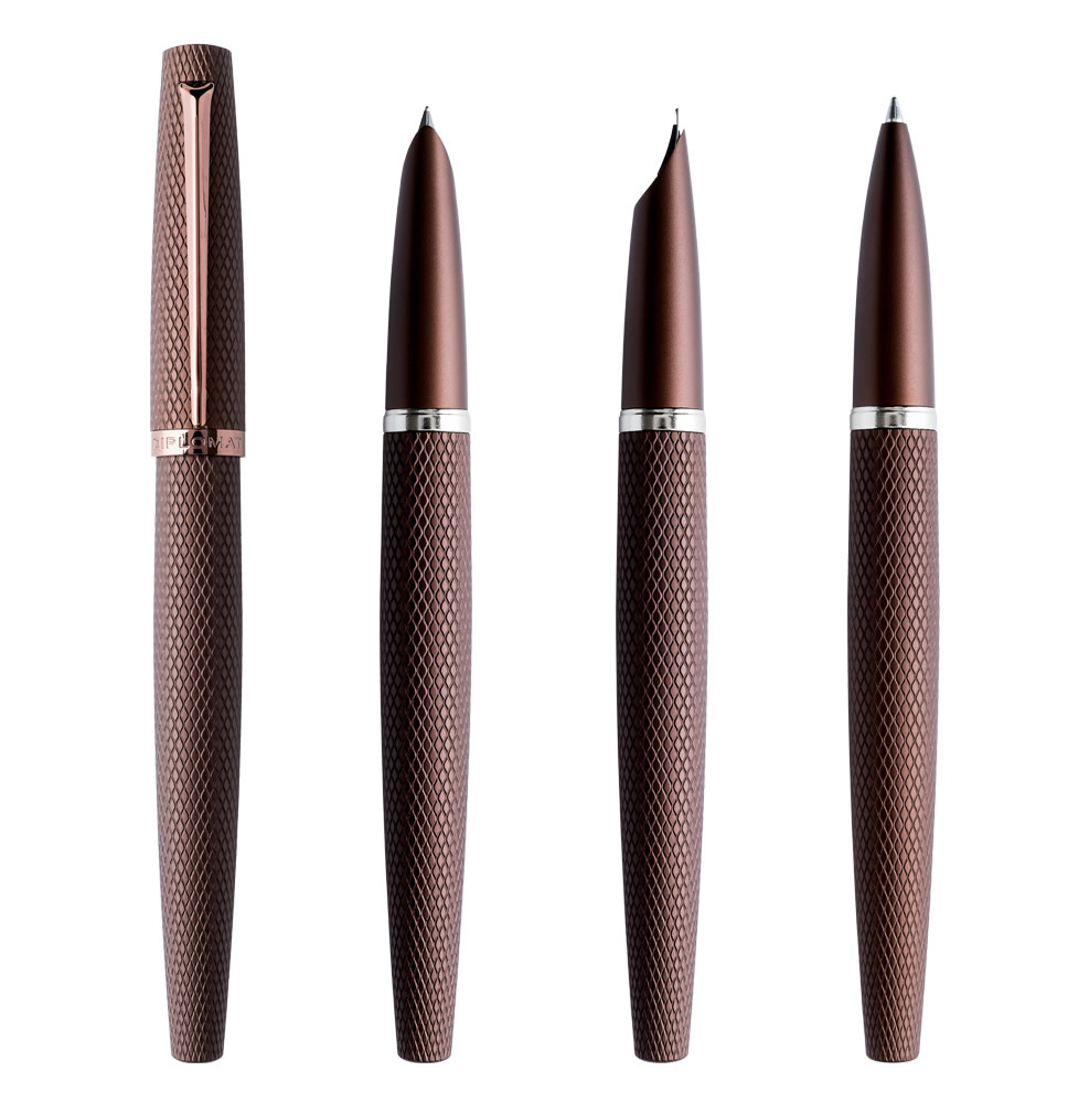 DIPLOMAT Stylo Plume "Viper" marron guilloche F/M F/M