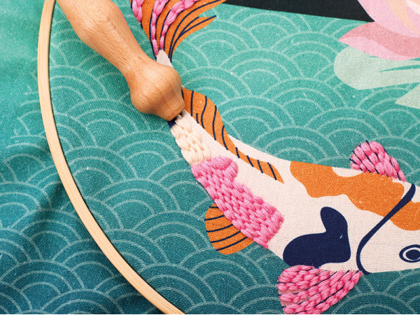 GRAINE CREATIVE Kit Punch Needle Carpe Koi Ø250 Mm