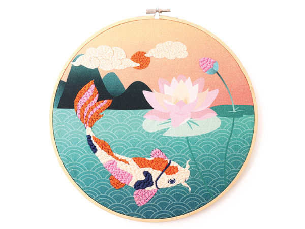 GRAINE CREATIVE Kit Punch Needle Carpe Koi Ø250 Mm