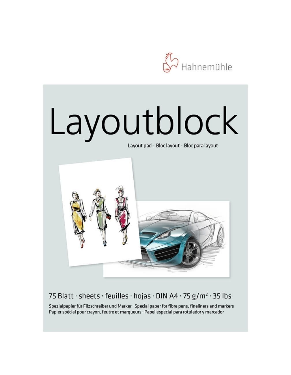 HAHNEMÜHLE Bloc Layout 75g/m²,A4, 75feuilles