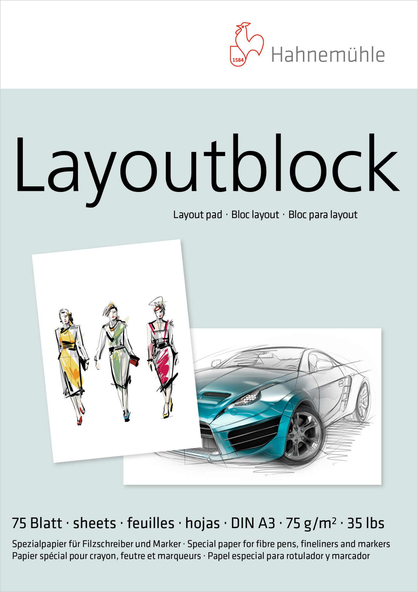 HAHNEMÜHLE Bloc Layout 75g/m²,A3, 75feuilles