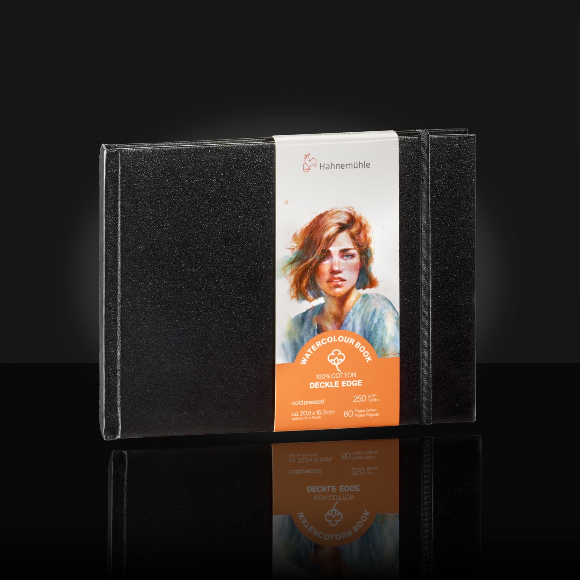 HAHNEMÜHLE Watercolour Book Deckle Edge 100% Coton  250 g/m², 30 feuilles 20,5x15,3 cm, A5 paysage, grain fin