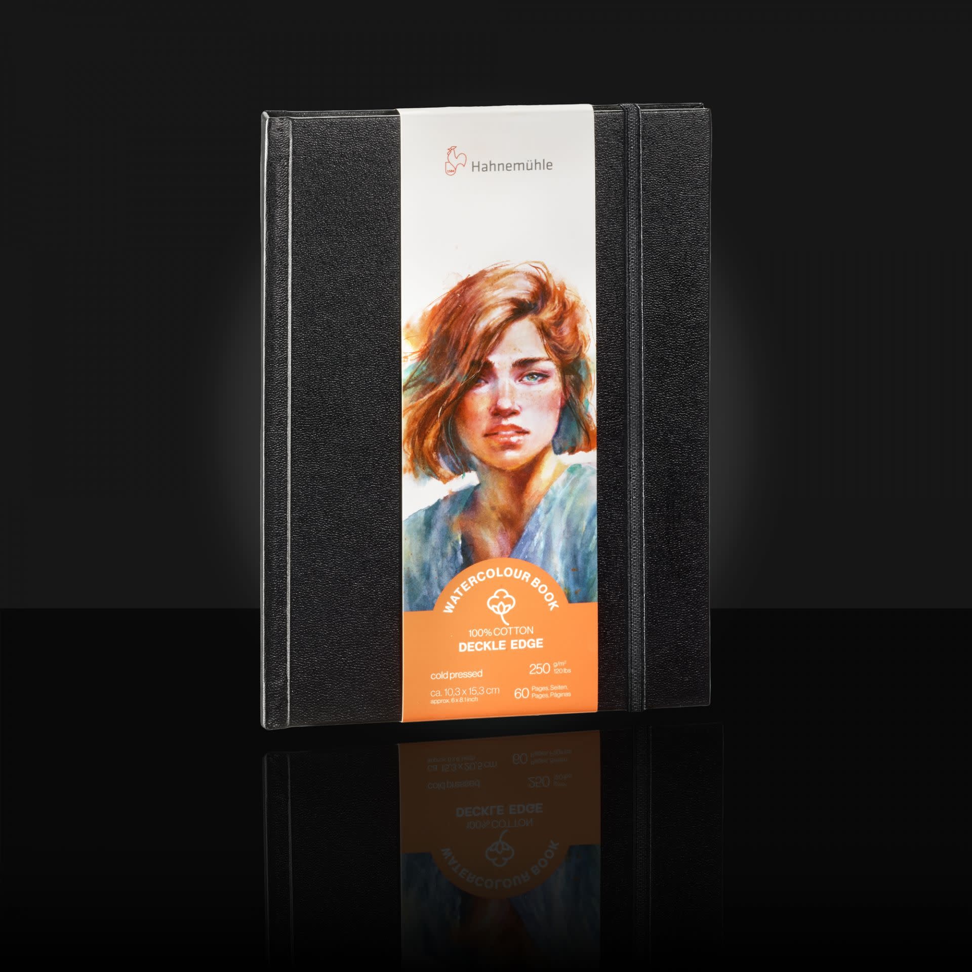 HAHNEMÜHLE Watercolour Book Deckle Edge 100% Coton 250 g/m², 30 feuilles 10,3x15,3 cm A6 portrait grain fin