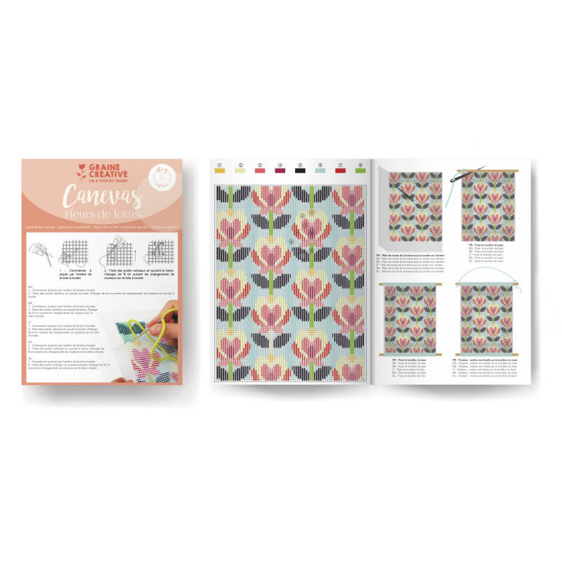GRAINE CREATIVE Kit Canevas Fleurs De Lotus