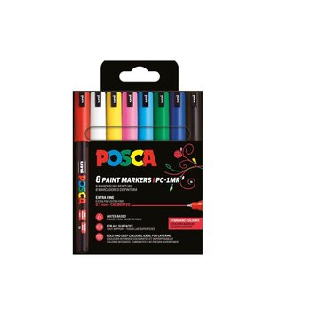 UNI-BALL Posca Pochette 8 Marqueurs Pc1Mr Couleurs basiques