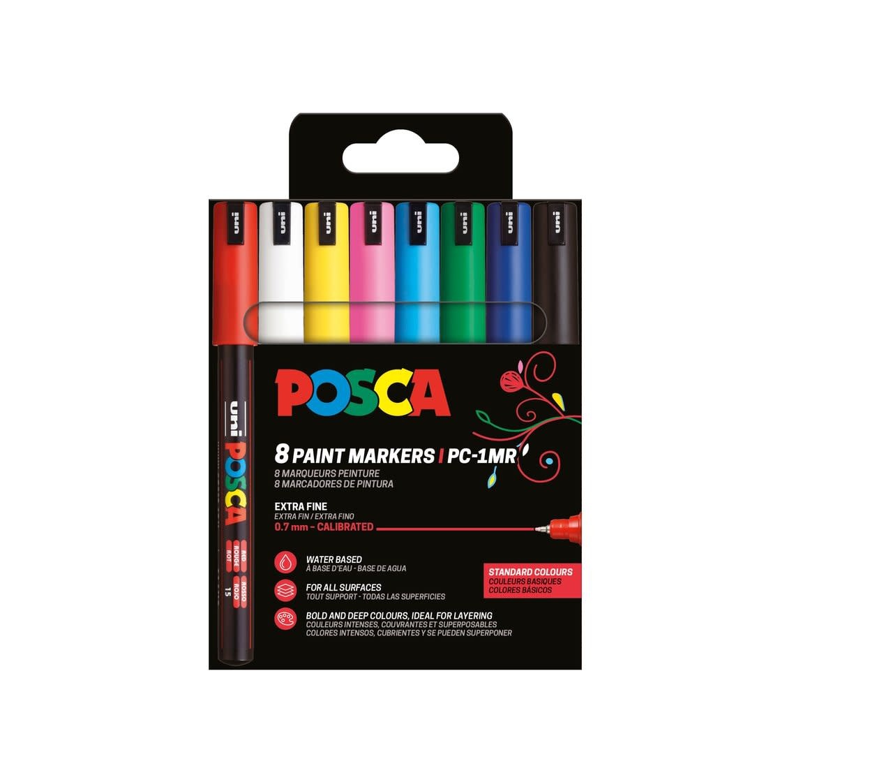 UNI-BALL Posca Pochette 8 Marqueurs Pc1Mr Couleurs basiques