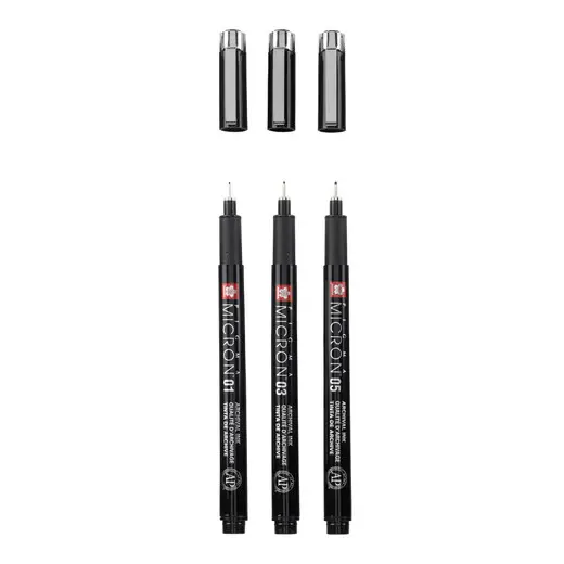 SAKURA Set 3 Sakura Pigma Micron Black Edition + étui à stylo offert