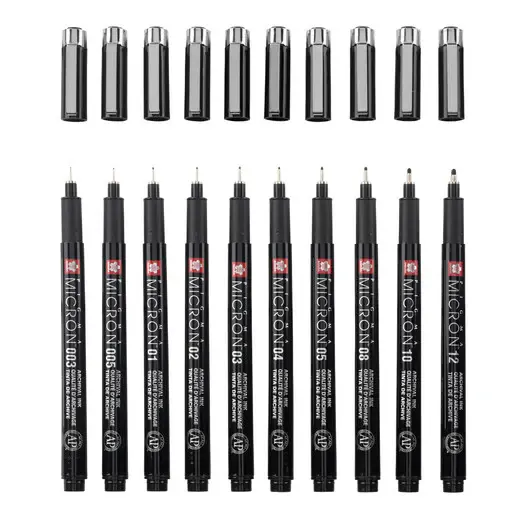 SAKURA Set 10 Sakura Pigma Micron Black Édition + Étui À Stylo Offert
