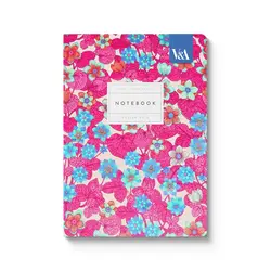 OHH DEER Neon Floral Pink and Blue Premium Perfect Bound Notebook (A5) (12538)