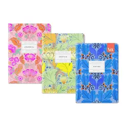 OHH DEER Set 3x Neon Floral Stitched Notebook (B6)