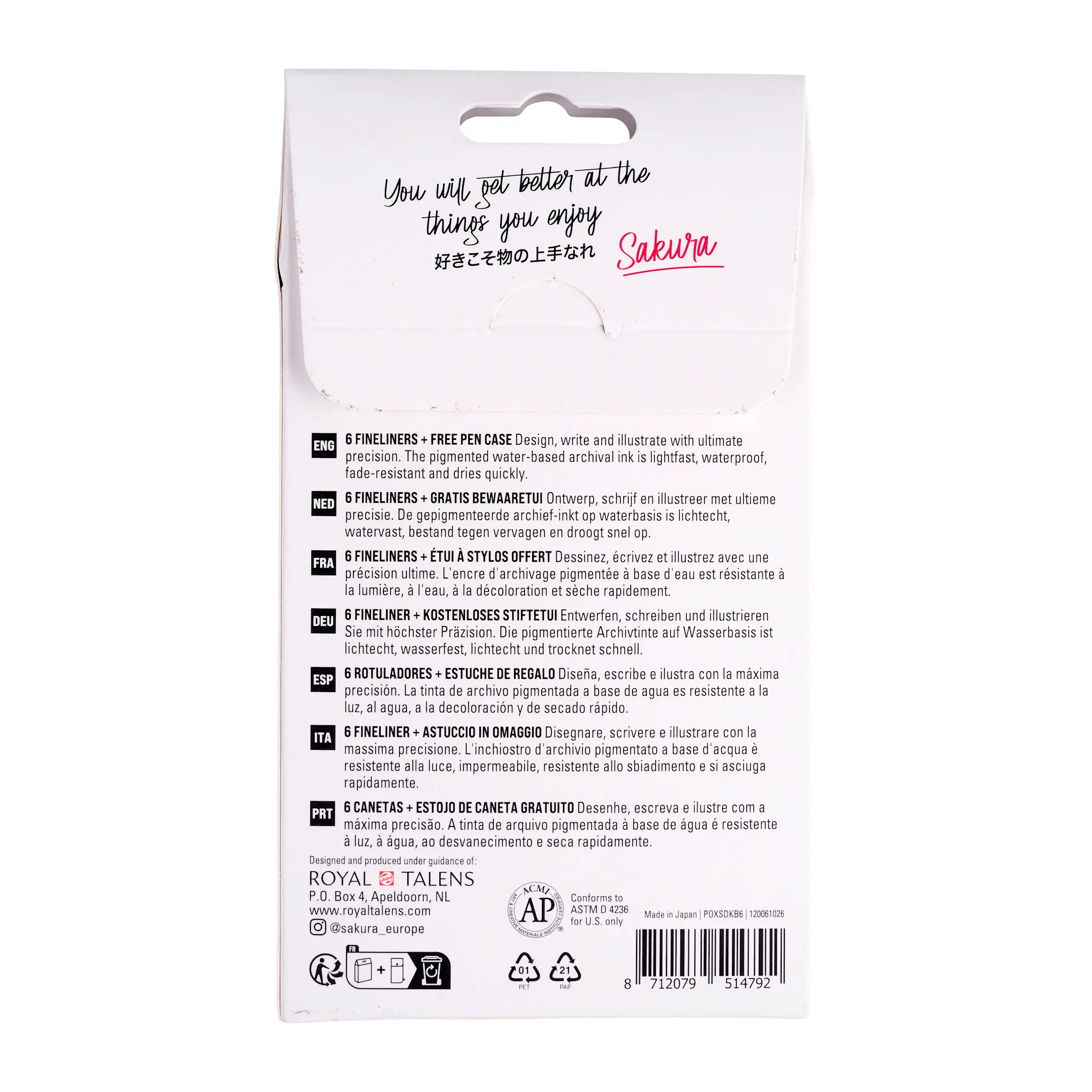 SAKURA Set 6 Sakura Pigma Micron Black Edition + étui à stylo offert