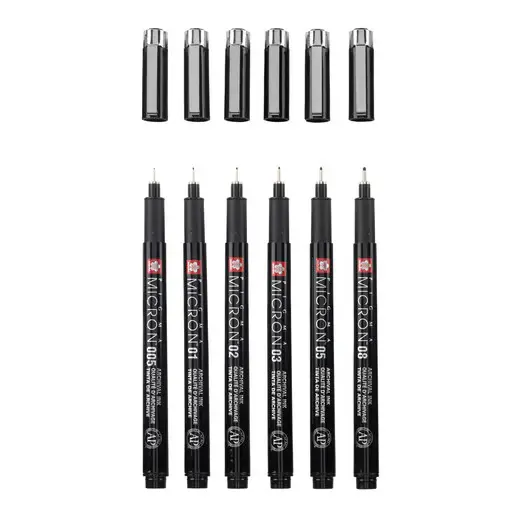 SAKURA Set 6 Sakura Pigma Micron Black Edition + étui à stylo offert