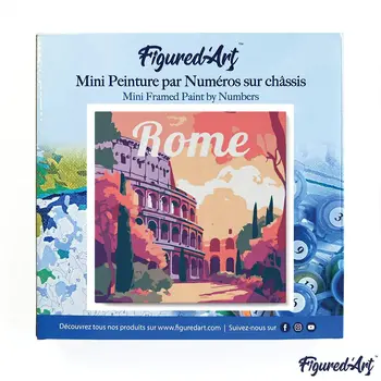 FIGURED'ART Mini Peinture par Numéros Colisée De Rome 20X20Cm Toile Tendue Sur Chassis