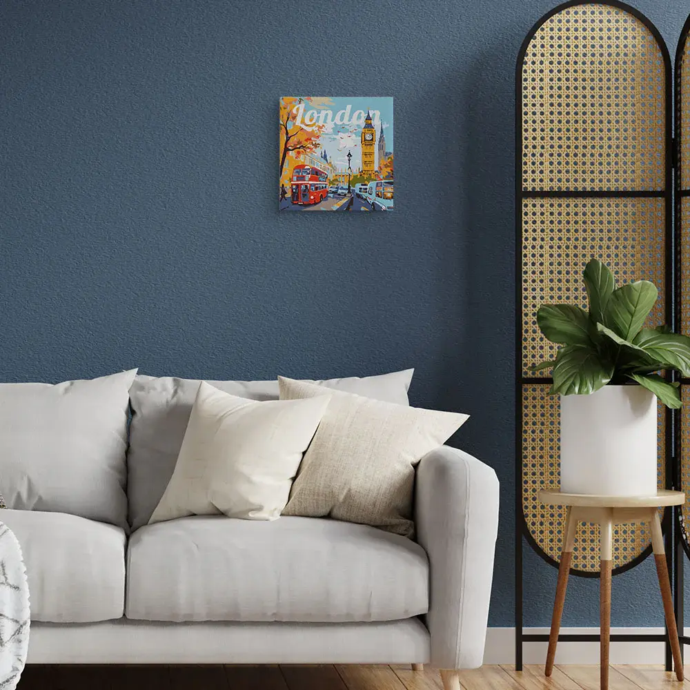 FIGURED'ART Mini Peinture par Numéros Big Ben Londres 20X20Cm Toile Tendue Sur Chassis