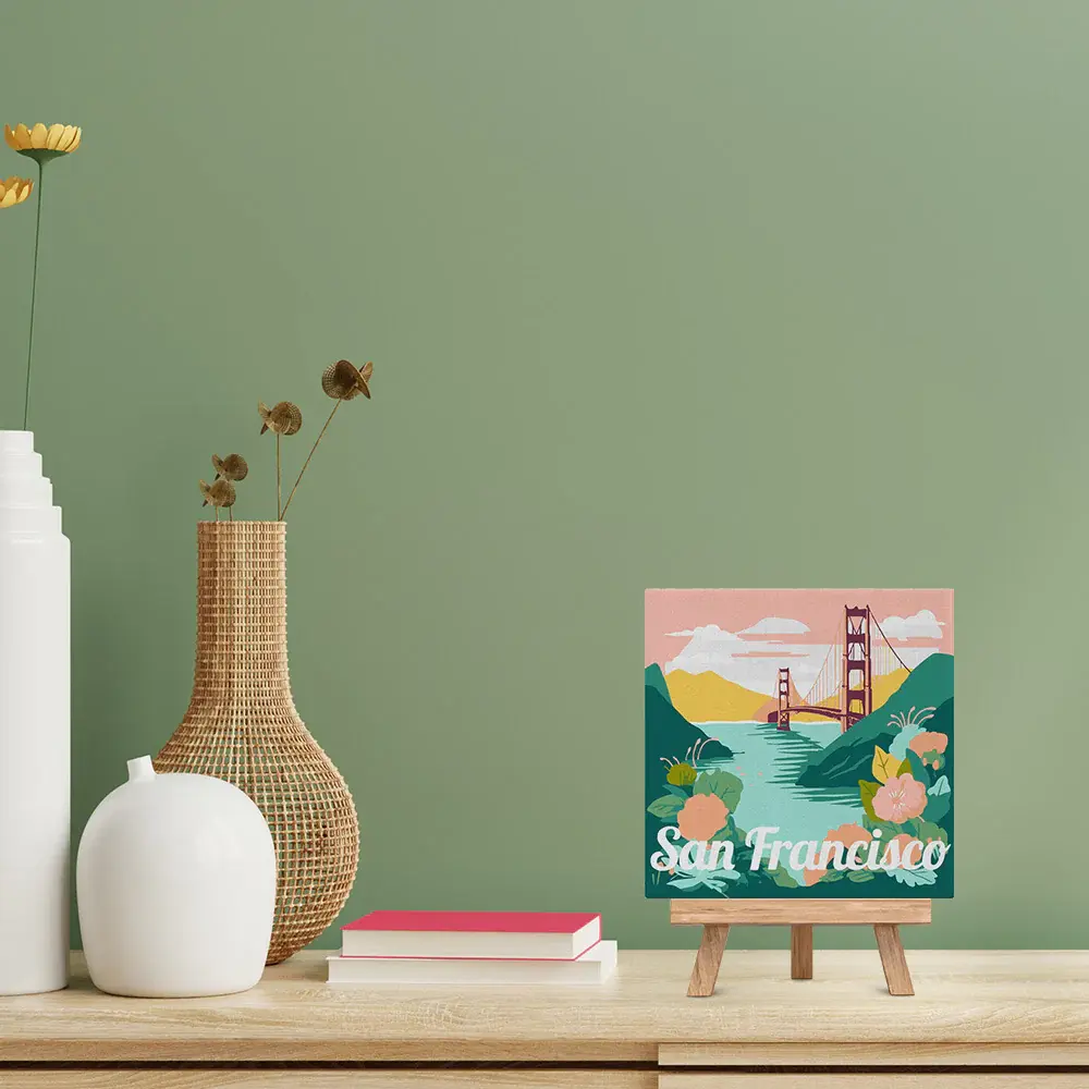 FIGURED'ART Mini Peinture par Numéros San Francisco 20X20Cm Toile Tendue Sur Chassis