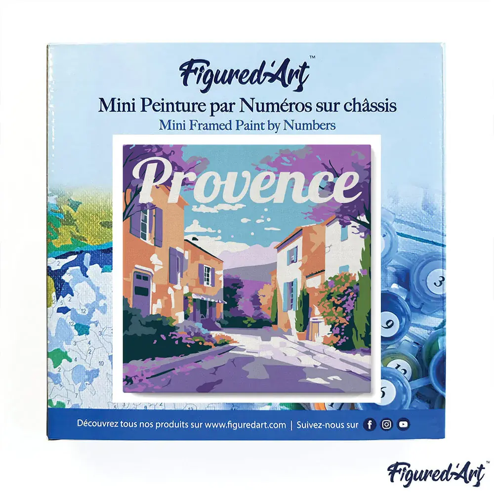 FIGURED'ART Mini Peinture par Numéros Printemps En Provence 20X20Cm Toile Tendue Sur Chassis