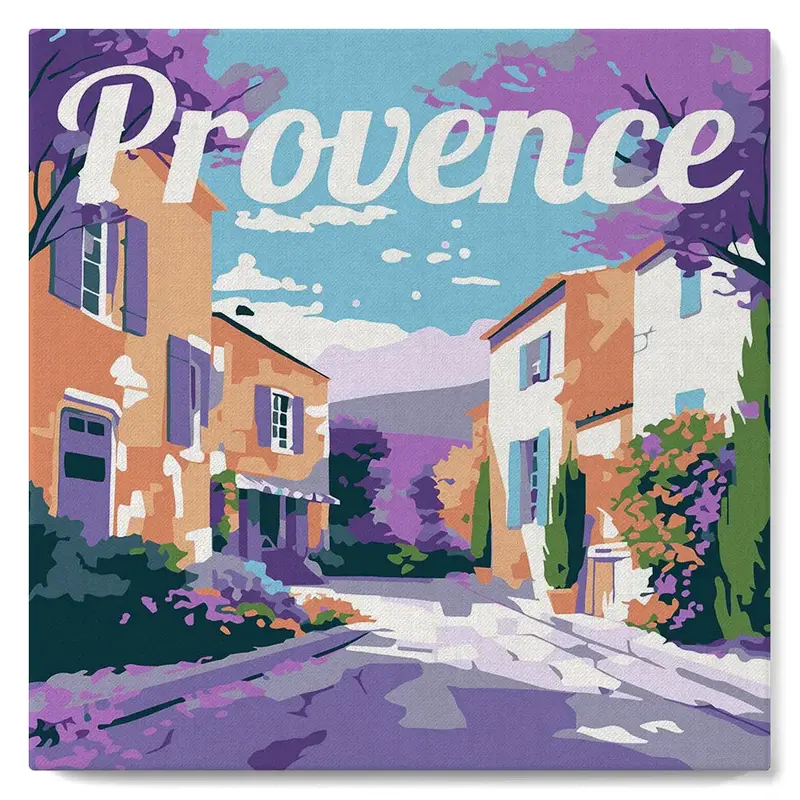 FIGURED'ART Mini Peinture par Numéros Printemps En Provence 20X20Cm Toile Tendue Sur Chassis