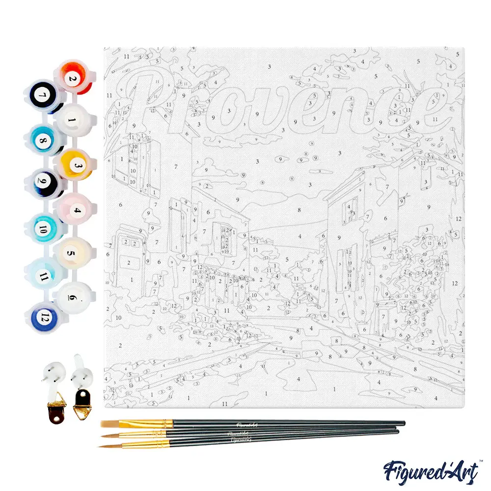 FIGURED'ART Mini Peinture par Numéros Printemps En Provence 20X20Cm Toile Tendue Sur Chassis