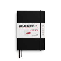 LEUCHTTURM 1917 Agenda Semainier & Carnet de notes Medium (A5) 2025-2026 Noir 18 mois Français