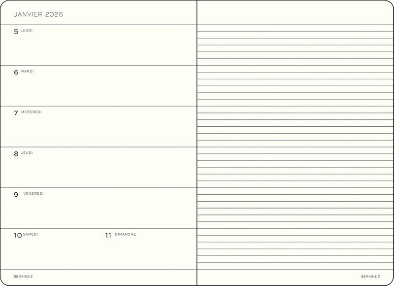 LEUCHTTURM 1917 Agenda Semainier & Carnet de notes Medium (A5) 2025-2026 Noir 18 mois Français