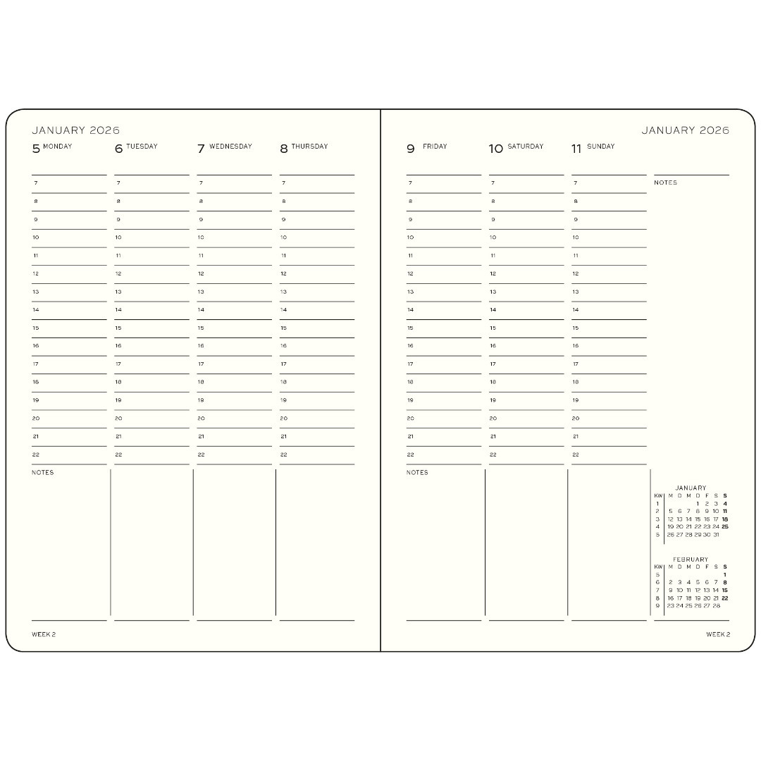 LEUCHTTURM 1917 Planificateur Semainier Universitaire Master (A4+) 2025-2026 Noir 18 mois Anglais