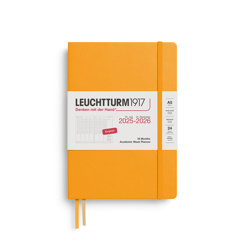 LEUCHTTURM 1917 Planificateur Semainier Universitaire Medium (A5) 2025-2026 Rising Sun 18 mois Anglais