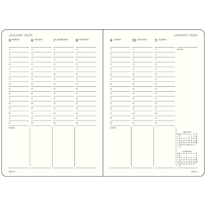 LEUCHTTURM 1917 Planificateur Semainier Universitaire Medium (A5) 2025-2026 Rising Sun 18 mois Anglais