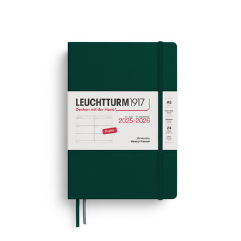 LEUCHTTURM 1917 Agenda Semainier Horizontal Medium (A5)2025-2026 Forest Green 18 mois Anglais