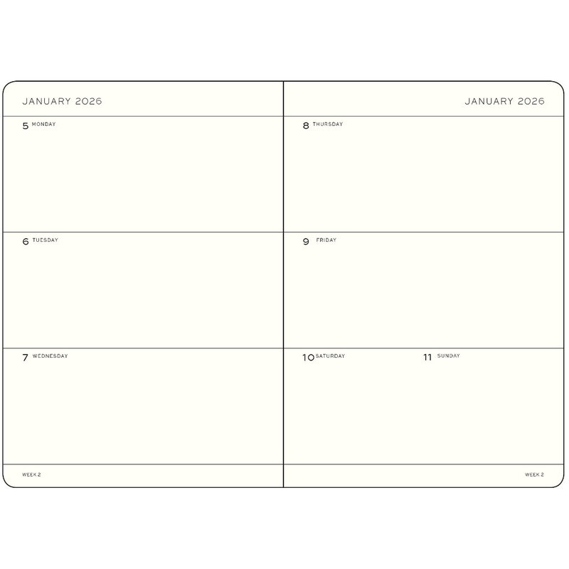 LEUCHTTURM 1917 Agenda Semainier Horizontal Medium (A5) 2025-2026 Spring Leaf 18 mois Anglais