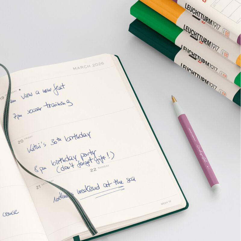 LEUCHTTURM 1917 Agenda Semainier Horizontal Medium (A5) 2025-2026 Spring Leaf 18 mois Anglais
