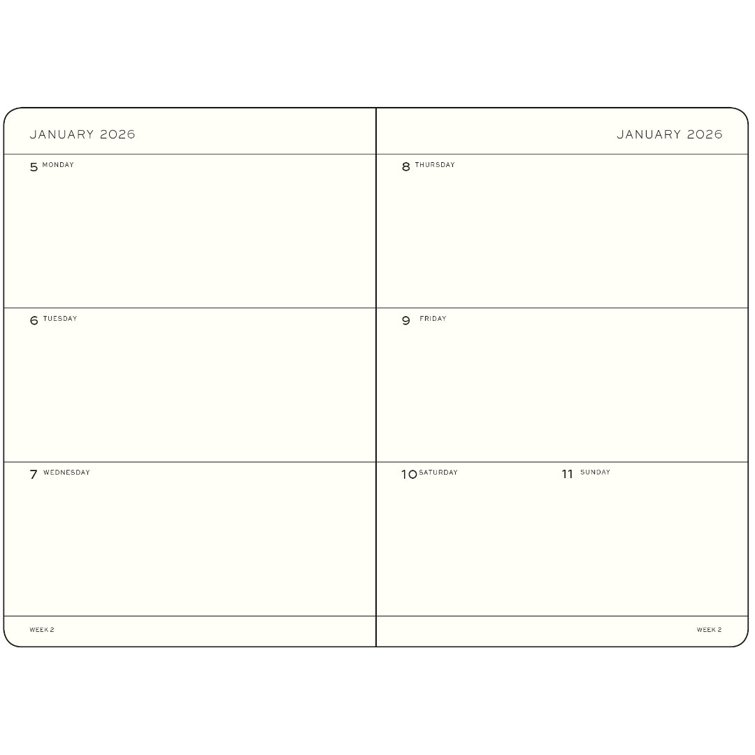 LEUCHTTURM 1917 Agenda Semainier Horizontal Medium (A5) 2025-2026 Rising Sun 18 mois Anglais