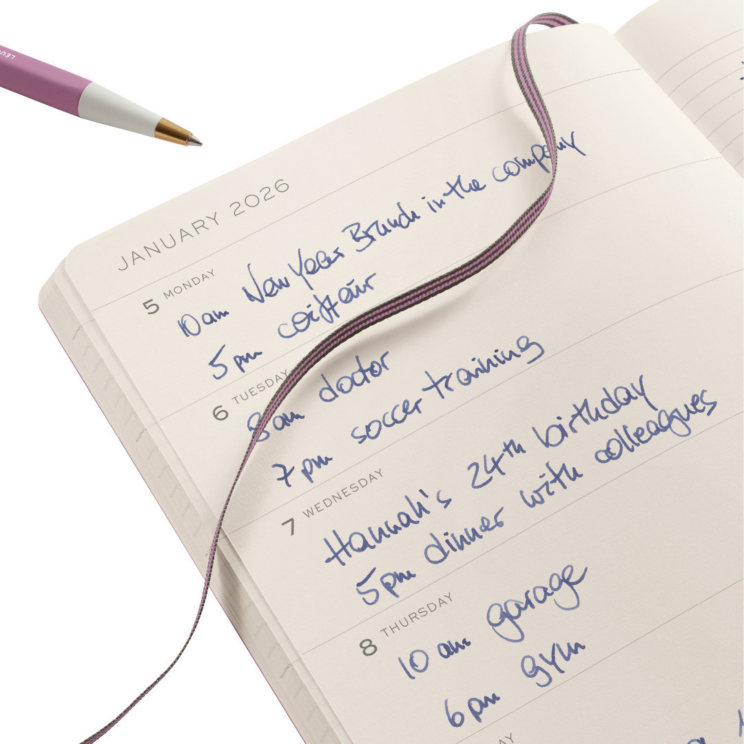 LEUCHTTURM 1917 Agenda Semainier & Carnet de notes Medium (A5) 2025-2026 Couverture souple Noir 18 mois Anglais