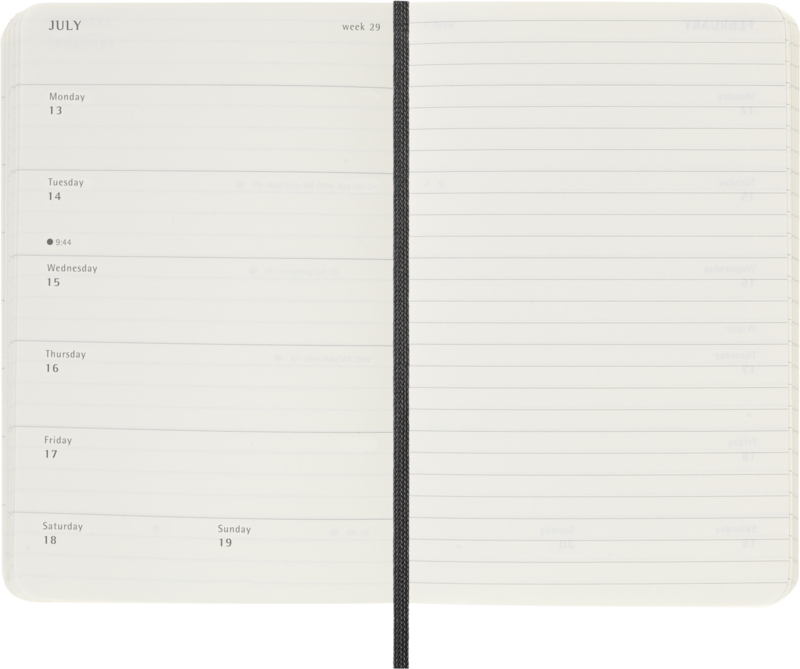 MOLESKINE Semainier horizontal+notes 18 mois Format de poche Couverture rigide Noir