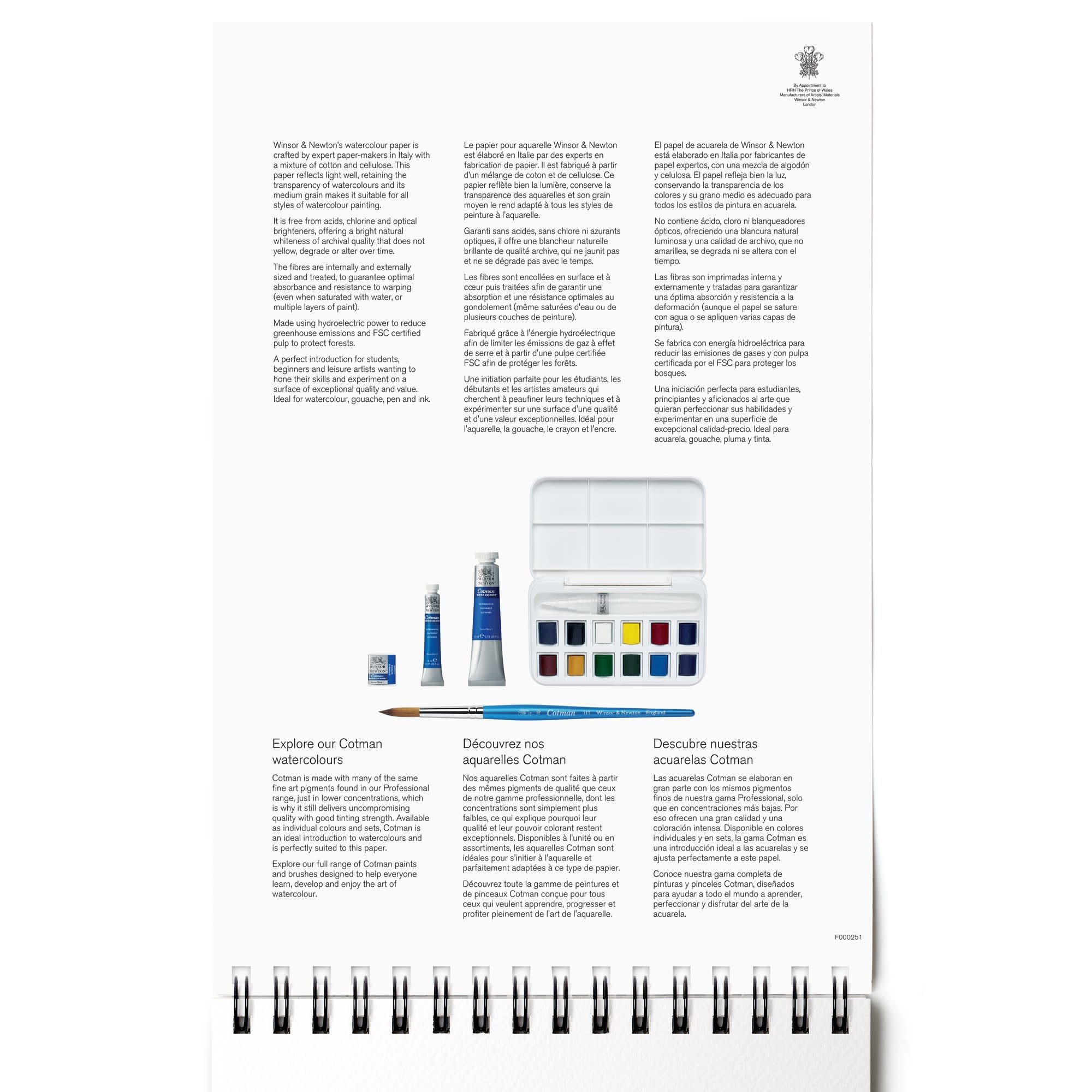 WINSOR & NEWTON Carnet de voyage Spiralé Professional Grain fin 300G 12,7X17,8cm 15F