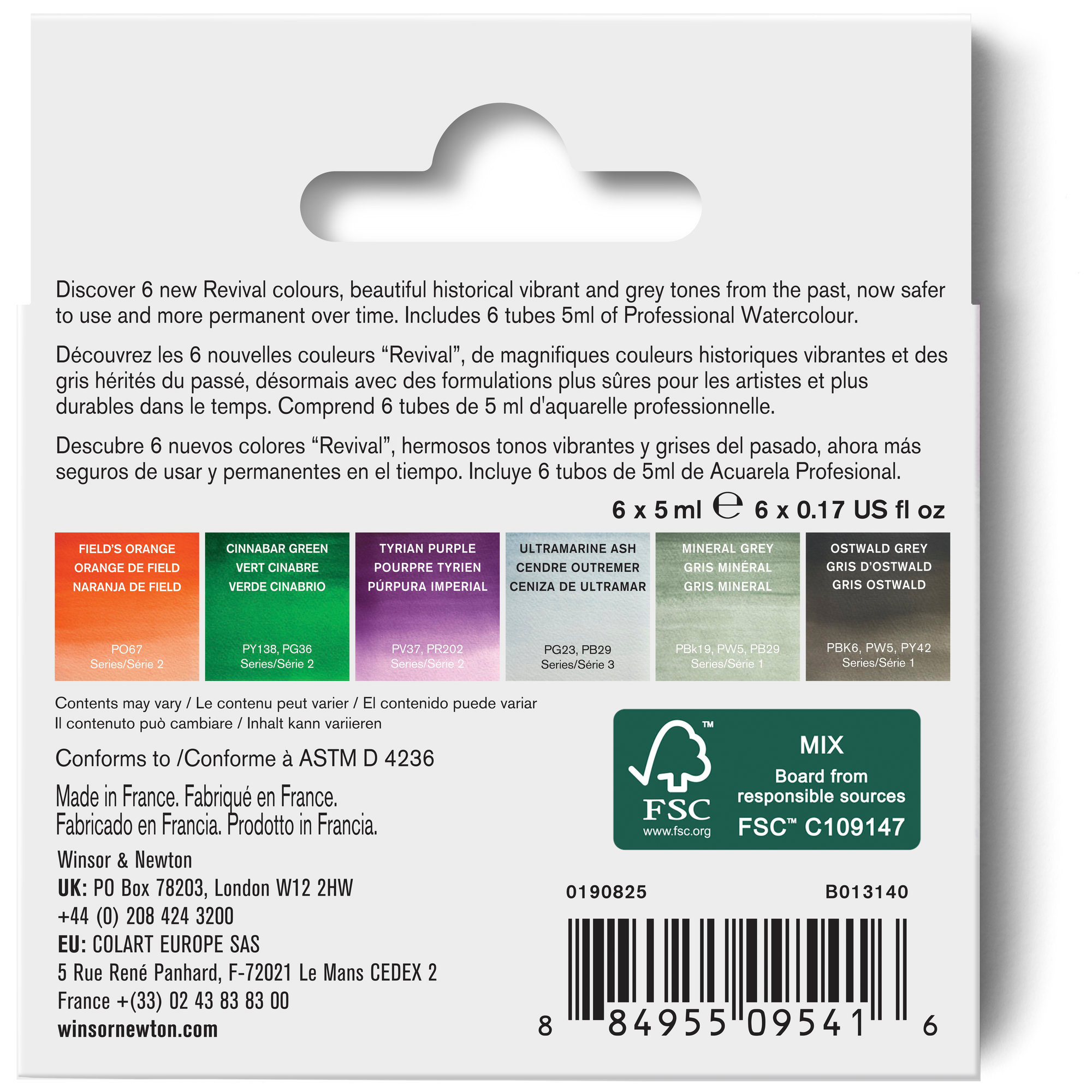 WINSOR & NEWTON Professional  Aquarelle Revival Collection 6 Tubes