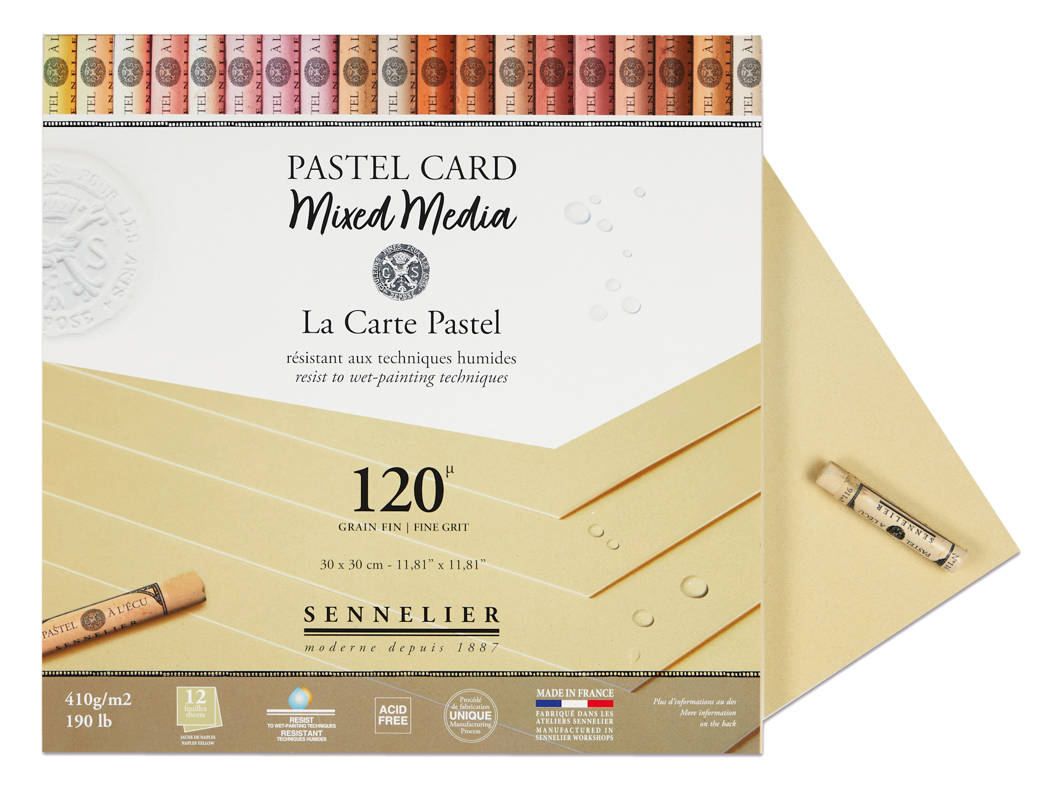 SENNELIER Bloc Pastel Card mixed media - 30 x 30 cm - Jaune de Naples
