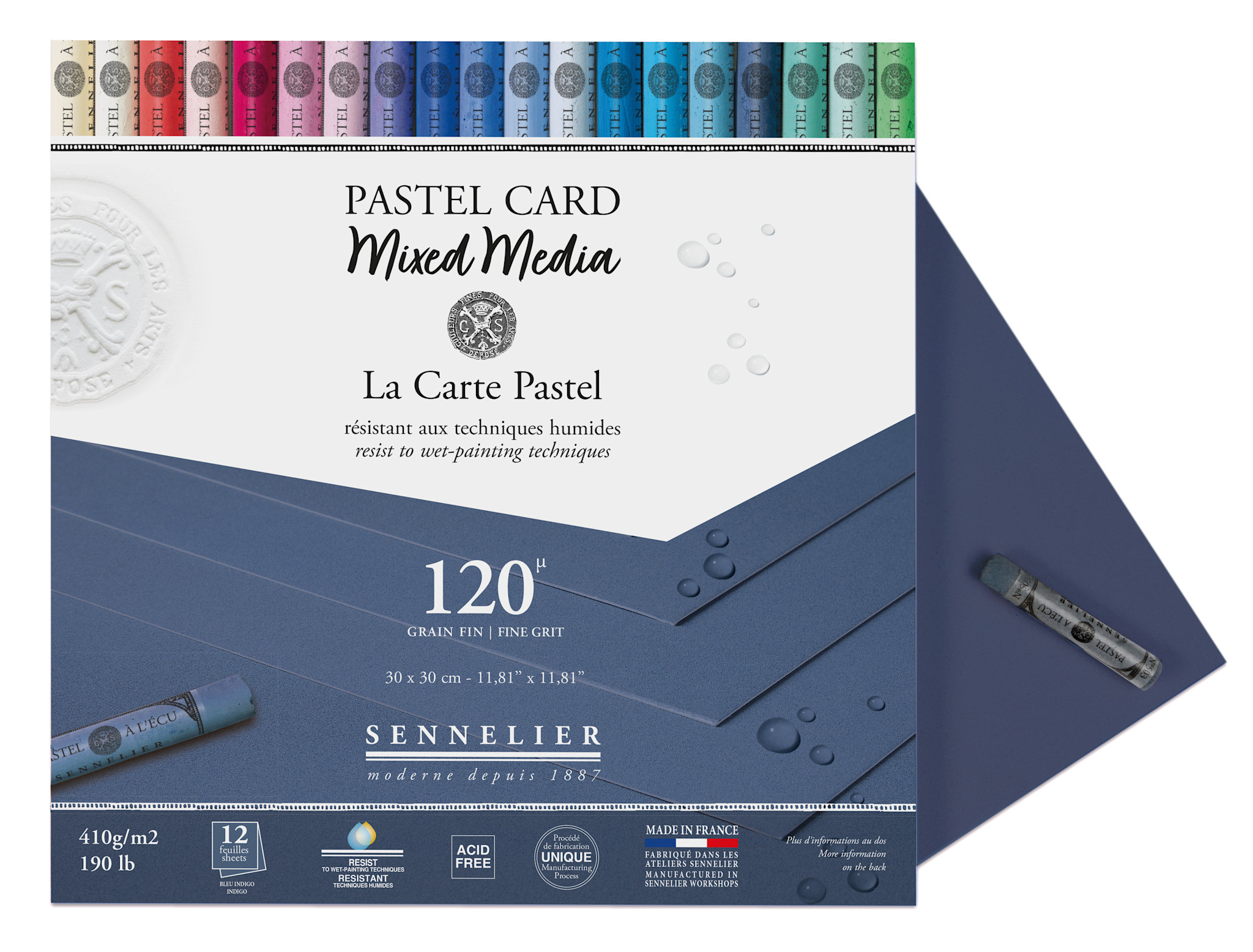 SENNELIER Bloc Pastel Card mixed media - 30 x 30 cm - Indigo