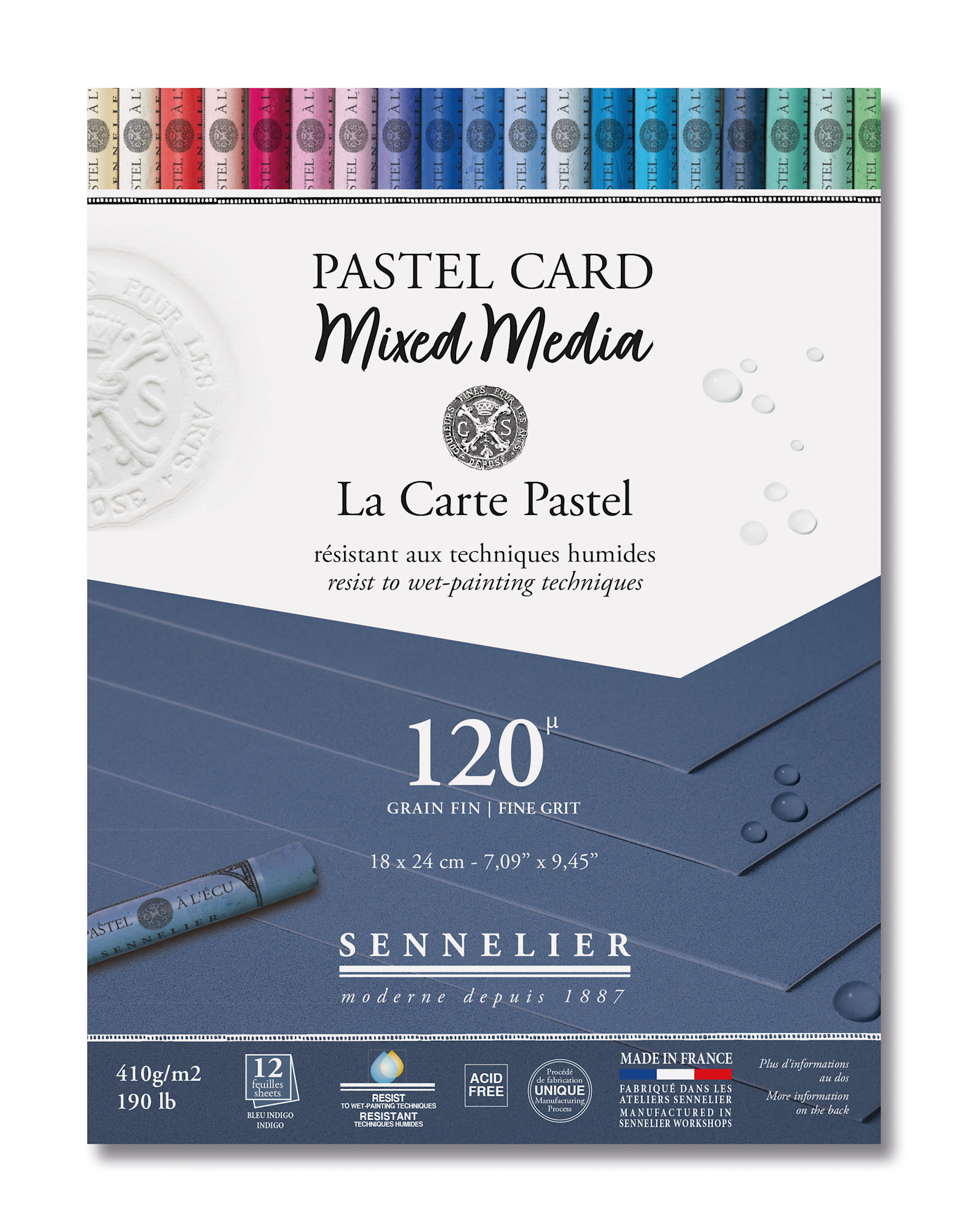 SENNELIER Bloc Pastel Card mixed media - 18 x 24 cm - Indigo
