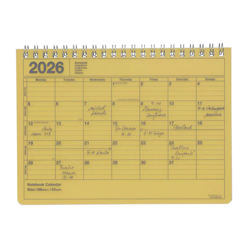 MARK'S EUROPE 2026 Notebook Calendar S / Yellow