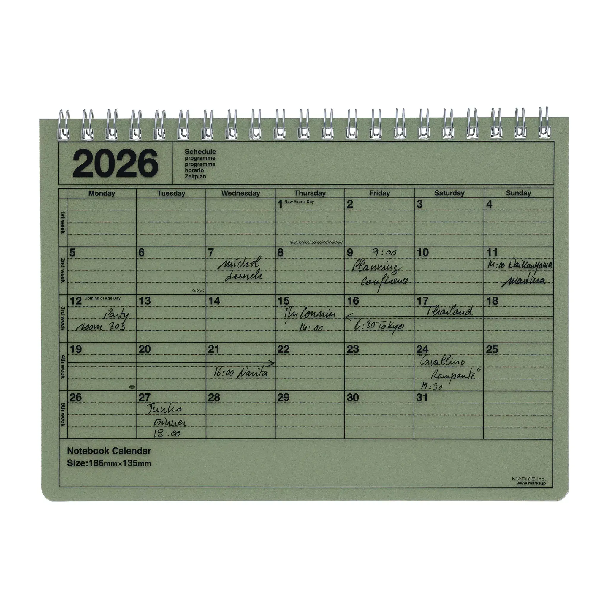 MARK'S EUROPE 2026 Notebook Calendar S / Khaki