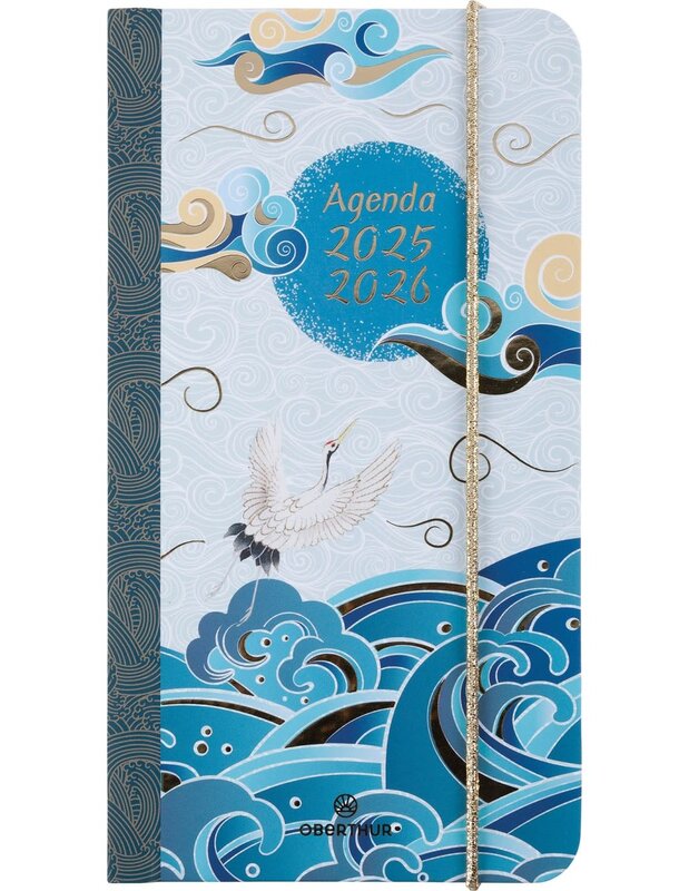 OBERTHUR Agenda de poche à élastique Sakura 16P 1 semaine sur 2 pages 9,5x17,5cm Vagues