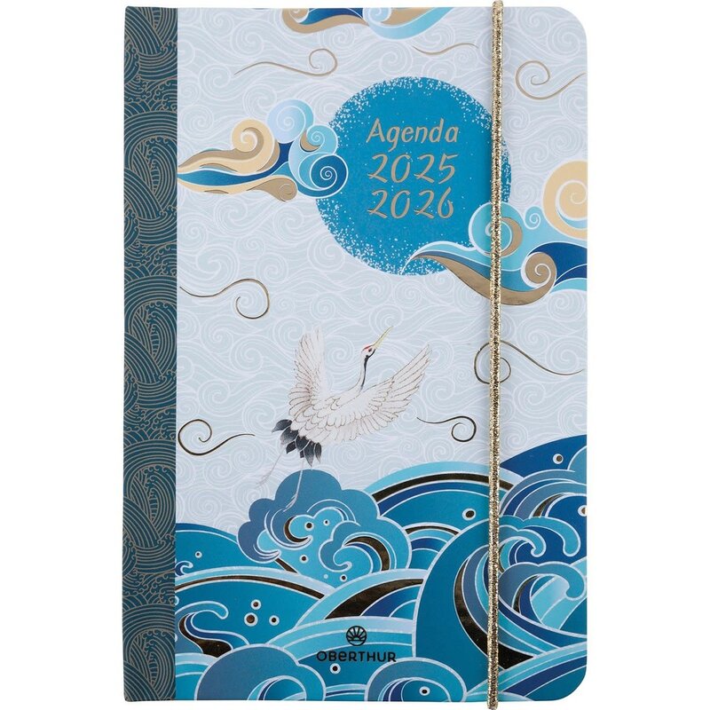 OBERTHUR Agenda de poche à élastique Sakura 15 1 semaine sur 2 pages 10x15cm Vagues