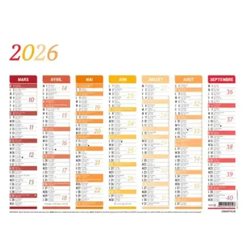 OBERTHUR Calendrier Arc-en-ciel 7 mois par face 21 x 26,5 cm