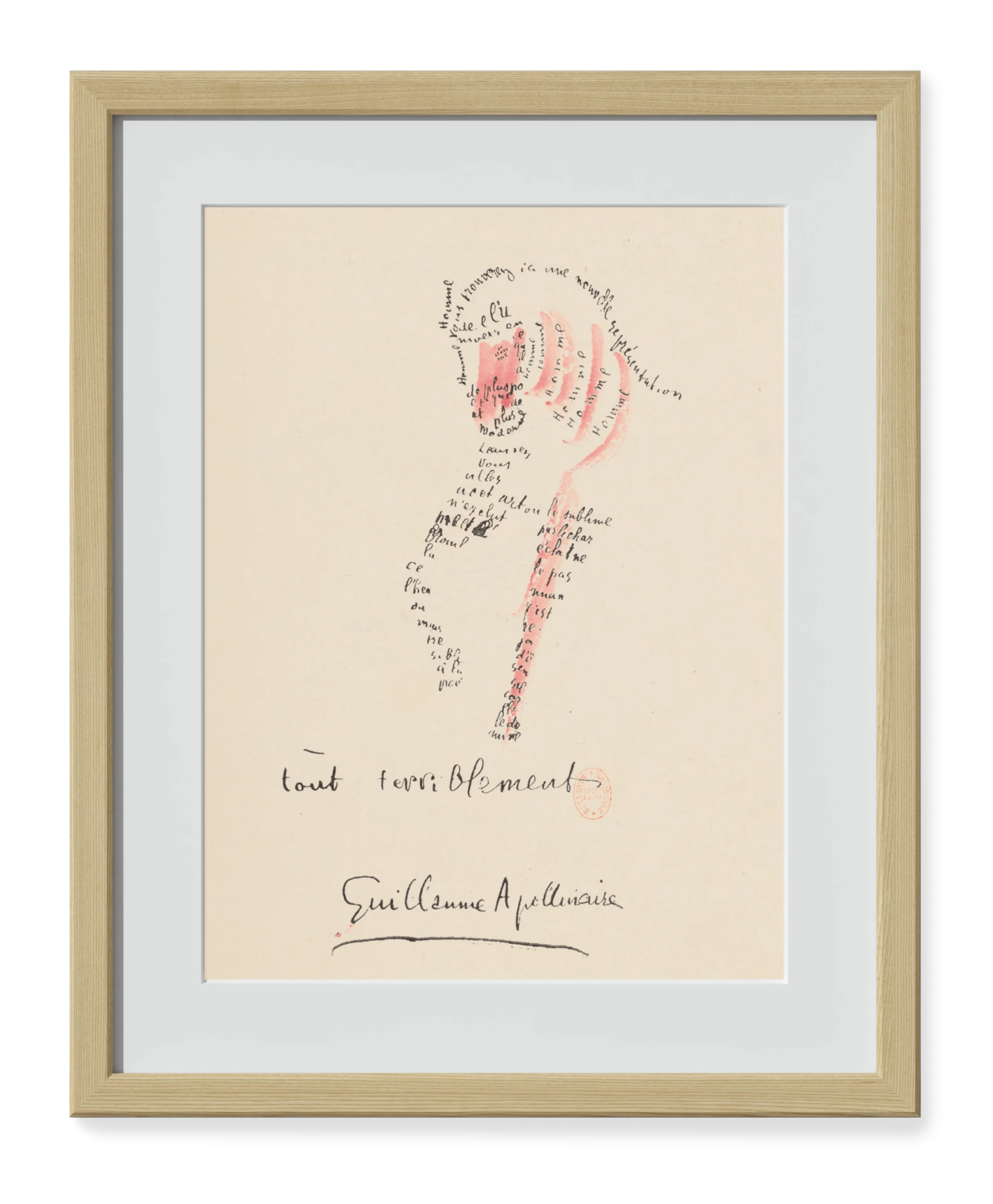 LES JOLIES PLANCHES Planche Calligramme d'Apollinaire - Tout terriblement