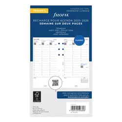 FILOFAX Recharge aout 2025-juillet 2026 1  semaine sur 2  pages français Personal