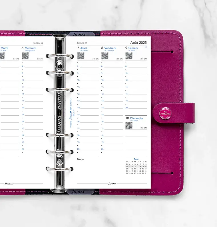 FILOFAX Recharge aout 2025-juillet 2026 1  semaine sur 2  pages français Personal