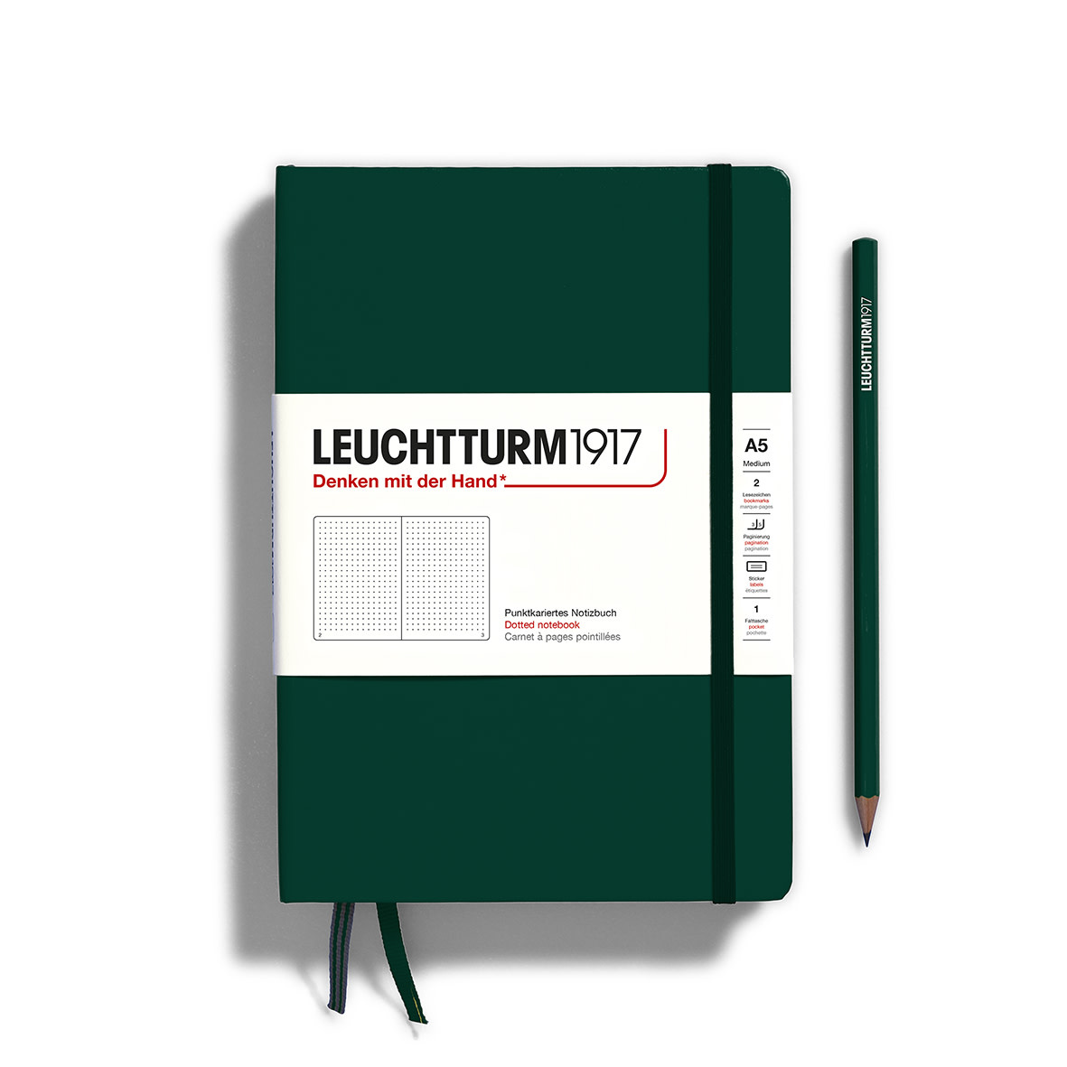 LEUCHTTURM 1917 Carnet de notes Couverture rigide Forest Green, Medium (A5), 251 p., pointillé