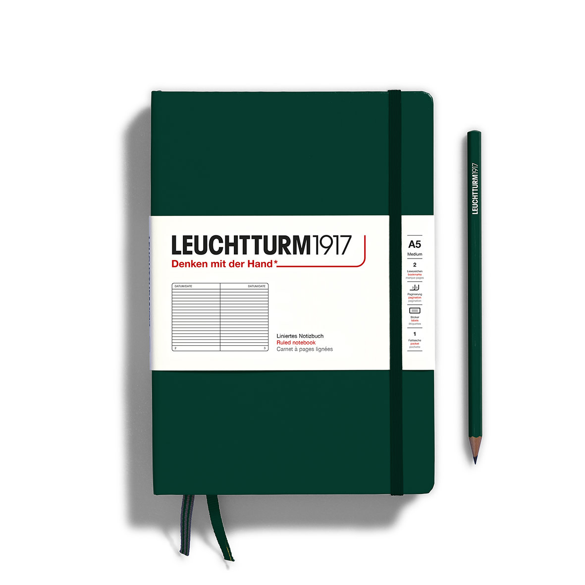 LEUCHTTURM 1917 Carnet de notes Couverture rigide Forest Green, Medium (A5), 251 p., ligné