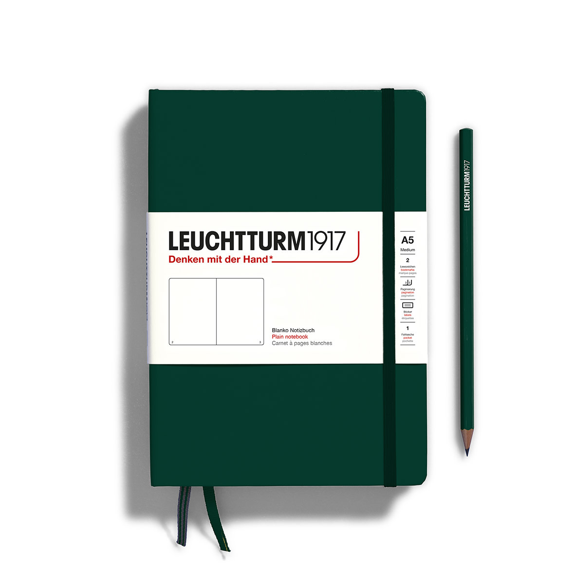 LEUCHTTURM 1917 Carnet de notes Couverture rigide Forest Green, Medium (A5), 251 p., blanc