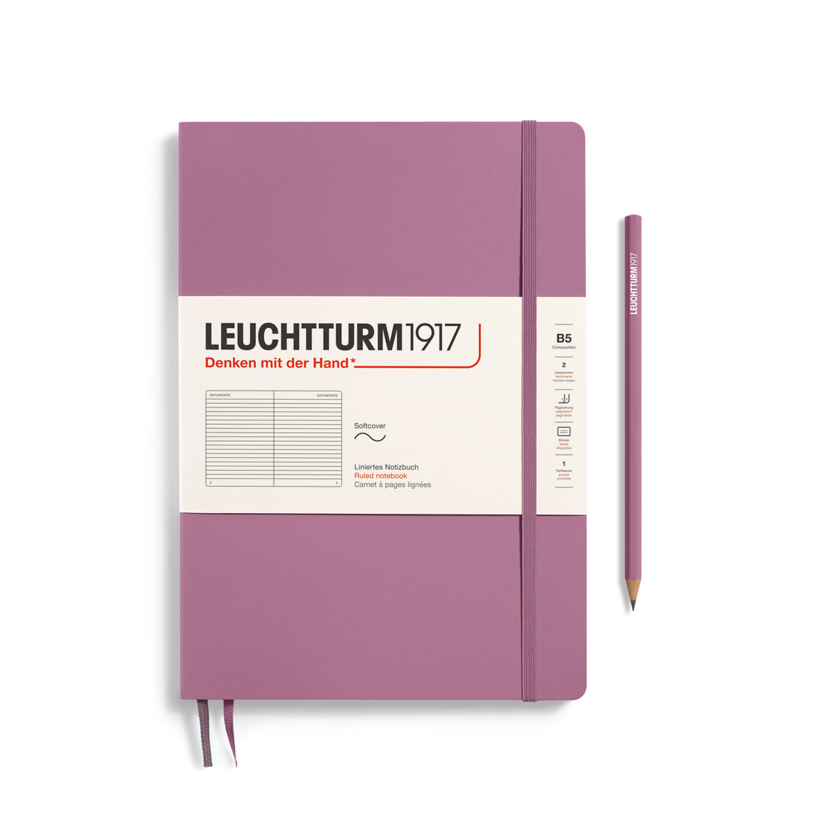 LEUCHTTURM 1917 Carnet de notes Couverture souple Dusty Rose, Composition (B5), 123 p., ligné